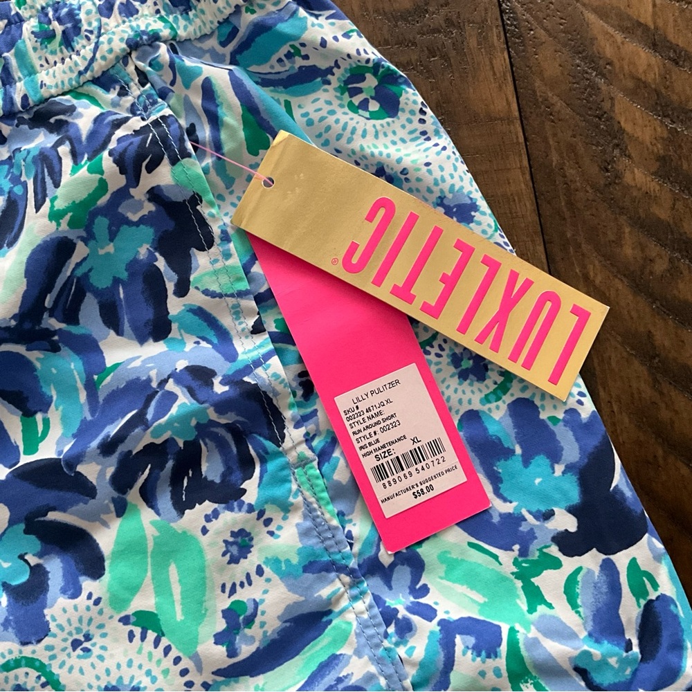 Lilly Pulitzer Iris Blue High Maintenance Run Around Shorts - Picture 4 of 4